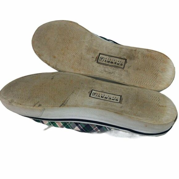 Womens Size 8 Plaid Sperry Slides Slip On Shoes Pink Blue Green - Picture 4 of 7
